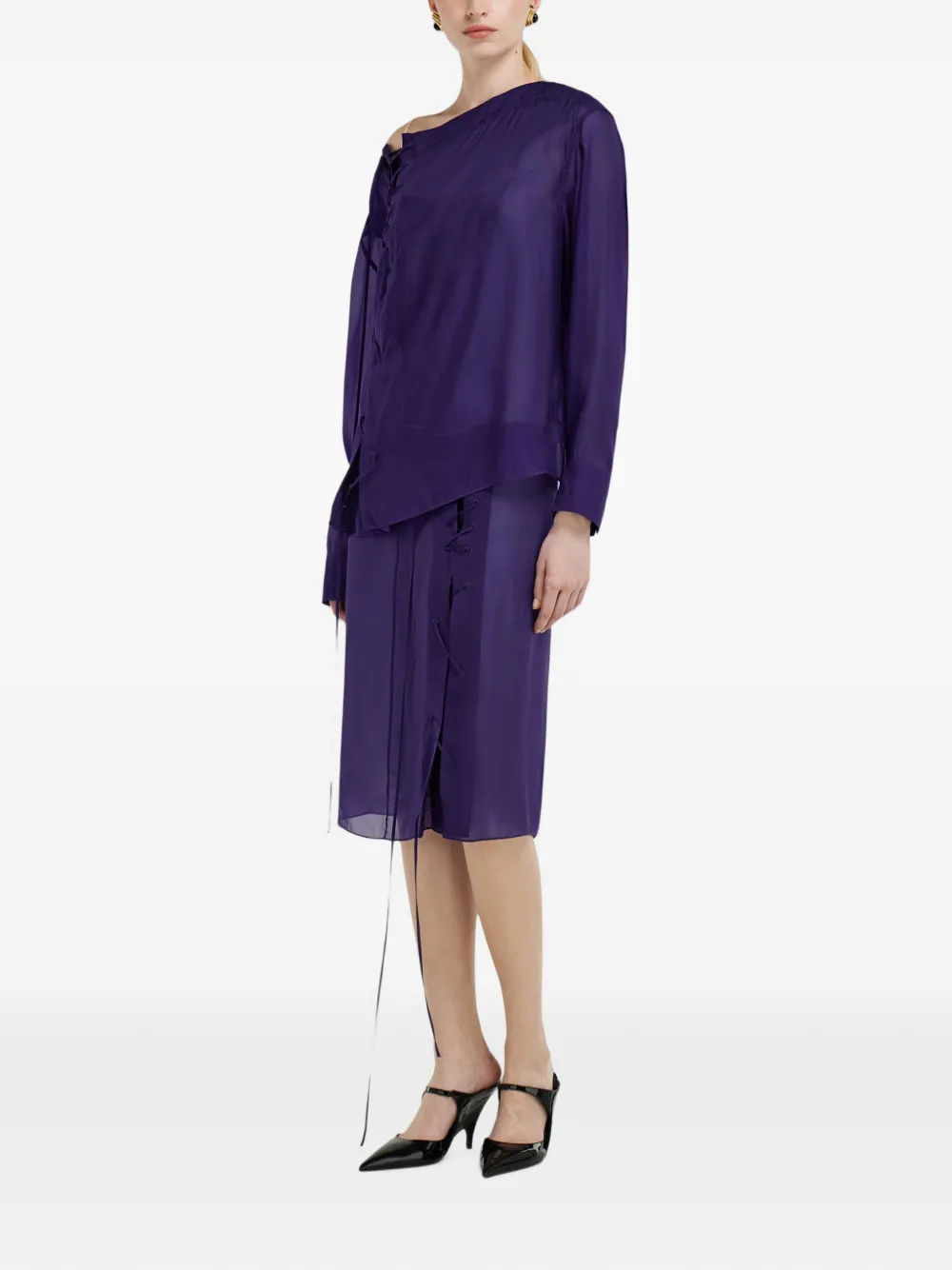 Ferragamo Organza rok met strikdetail Paars