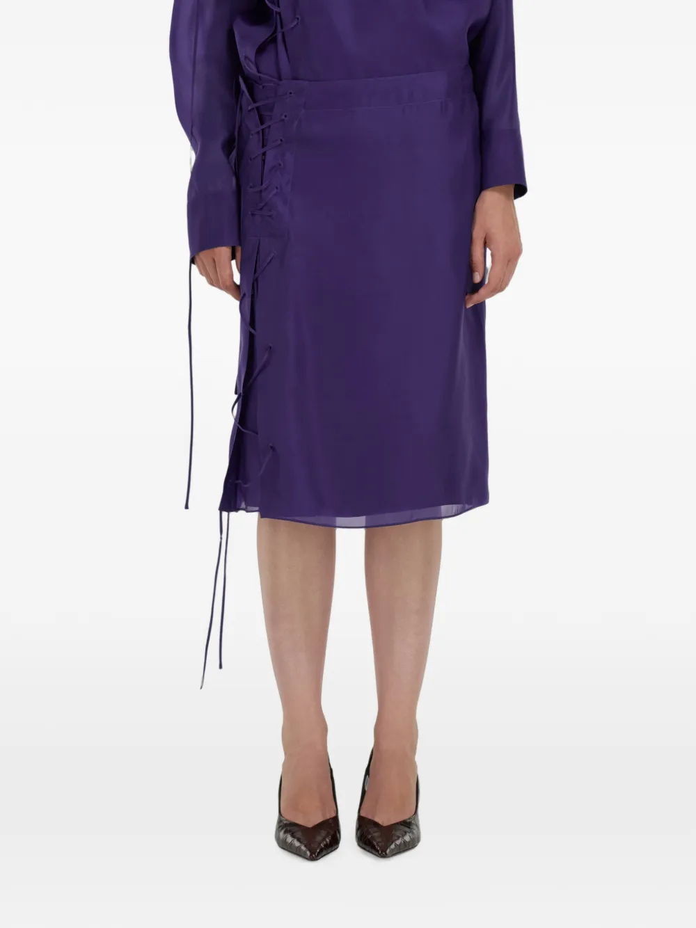 Ferragamo Organza rok met strikdetail Paars
