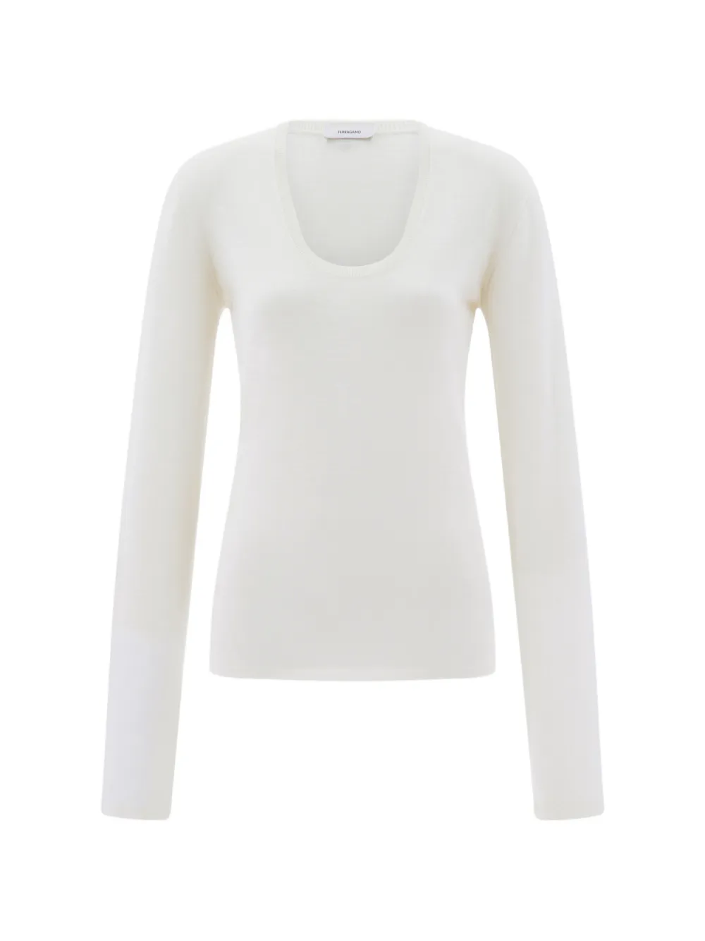 Ferragamo Lightweight Wool Top In Neutral