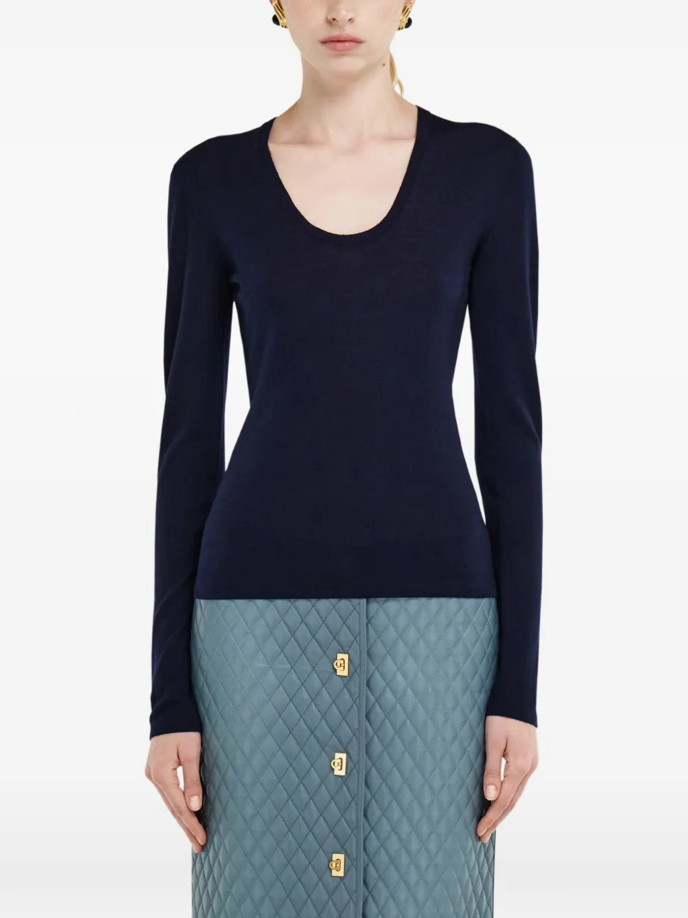 Ferragamo lightweight wool top Blauw