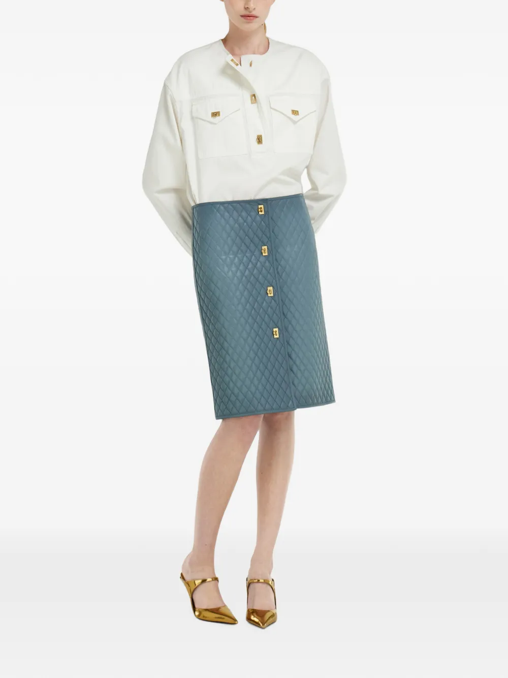 Ferragamo Gewatteerde nappa rok Blauw