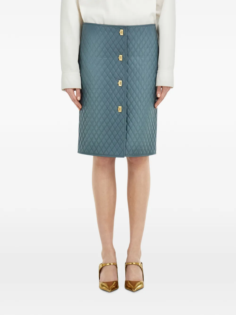 Ferragamo quilted nappa skirt - Blu