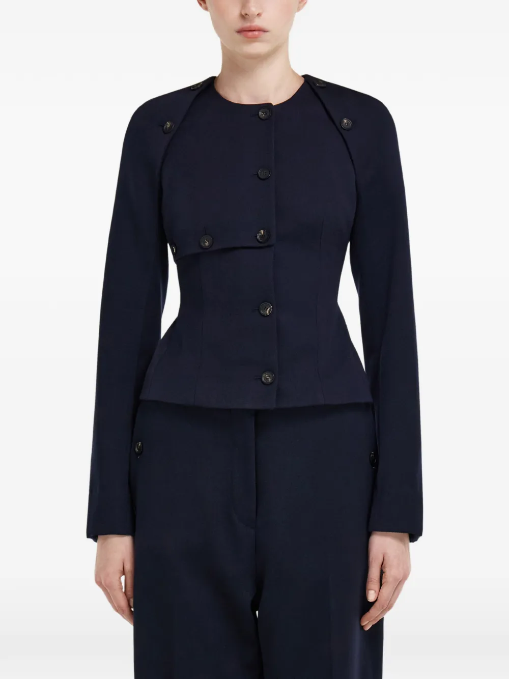 Ferragamo Cropped jack met knoopdetail Blauw