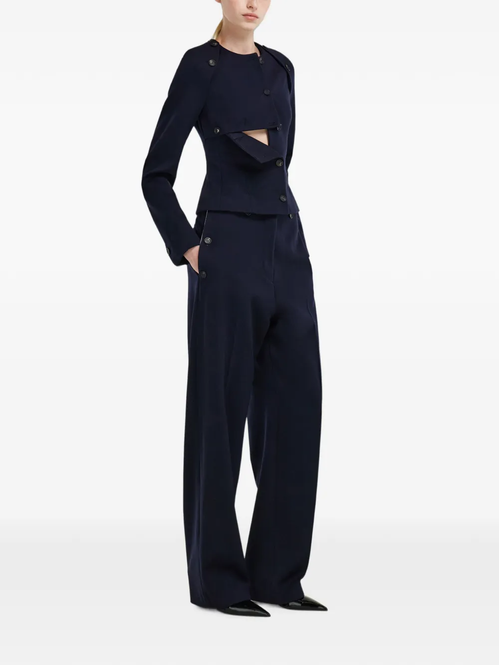 Ferragamo Cropped jack met knoopdetail Blauw