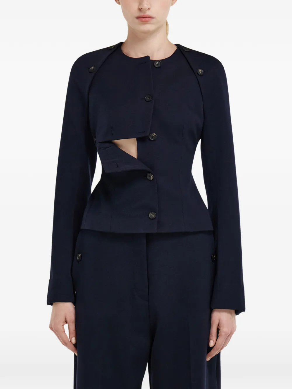 Ferragamo Cropped jack met knoopdetail Blauw