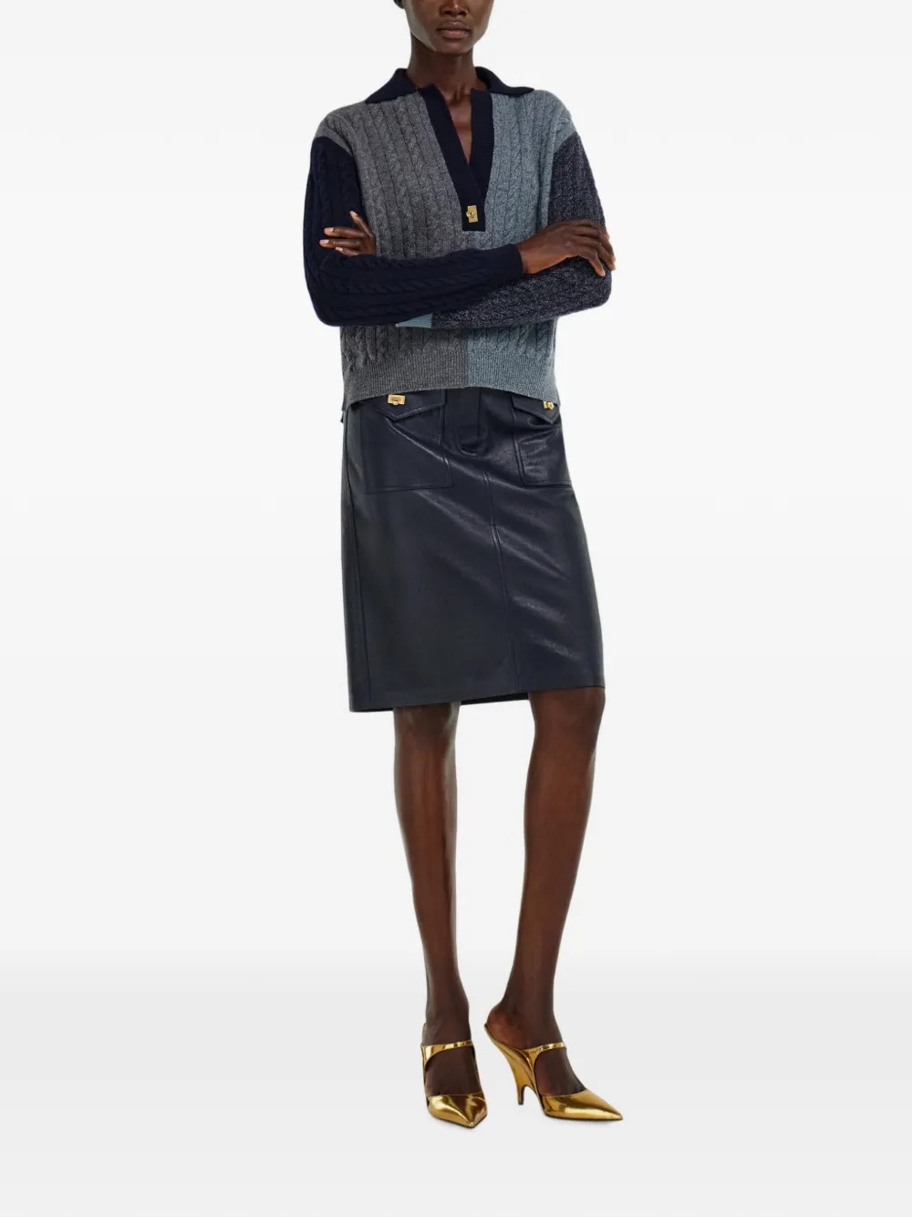 Ferragamo Kabelgebreid vest met Gancio-detail Grijs