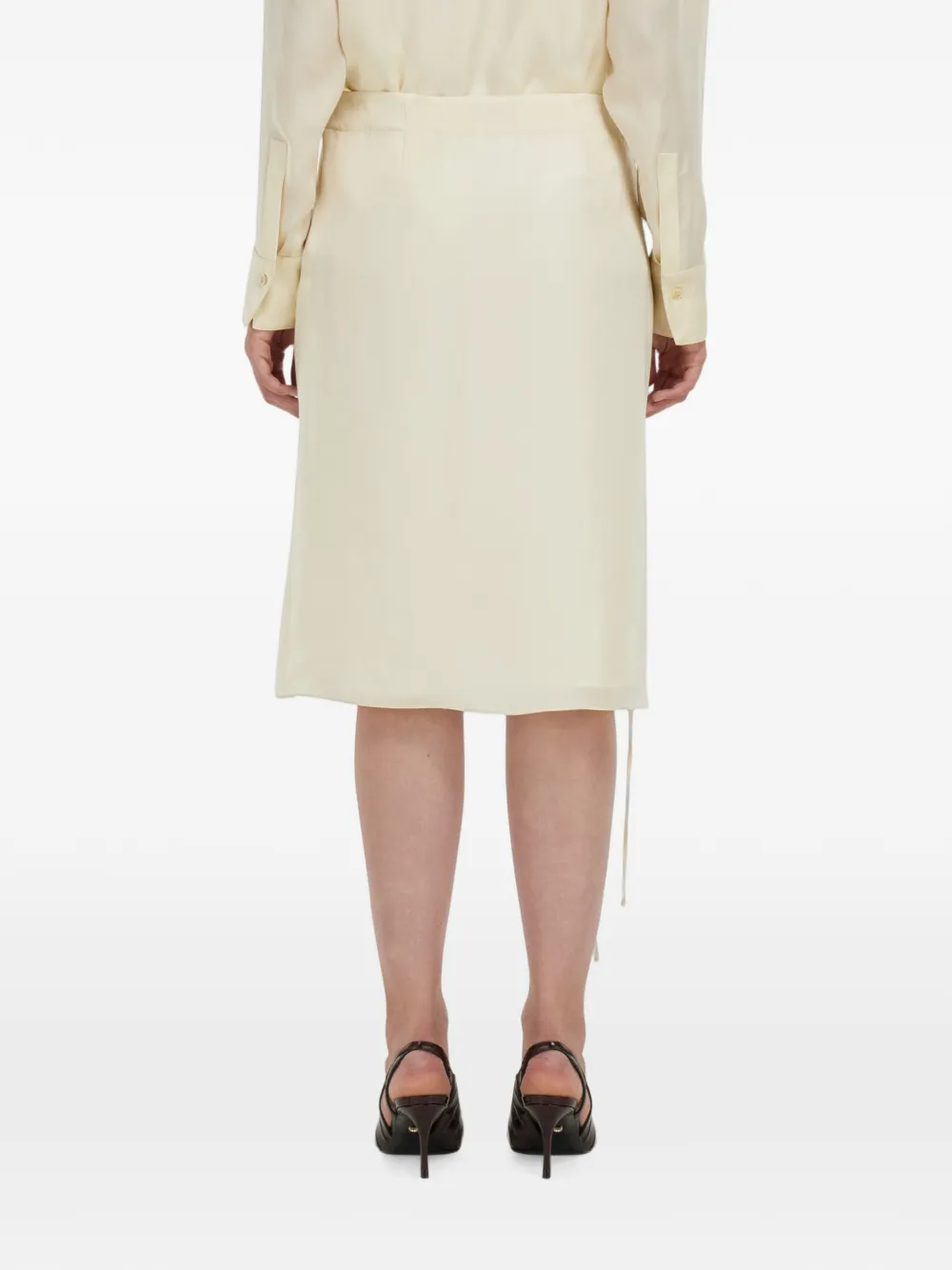 Ferragamo Satijnen rok met strikdetail Beige