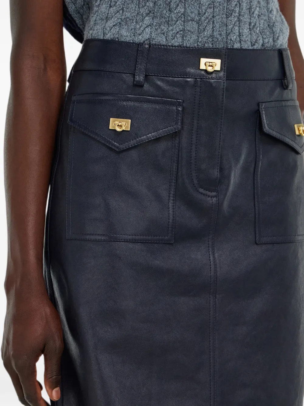 Ferragamo Hug midi-rok met gespdetail Blauw