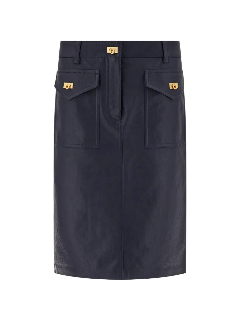 Ferragamo Gonna midi Hug in nappa con fibbia - Blu