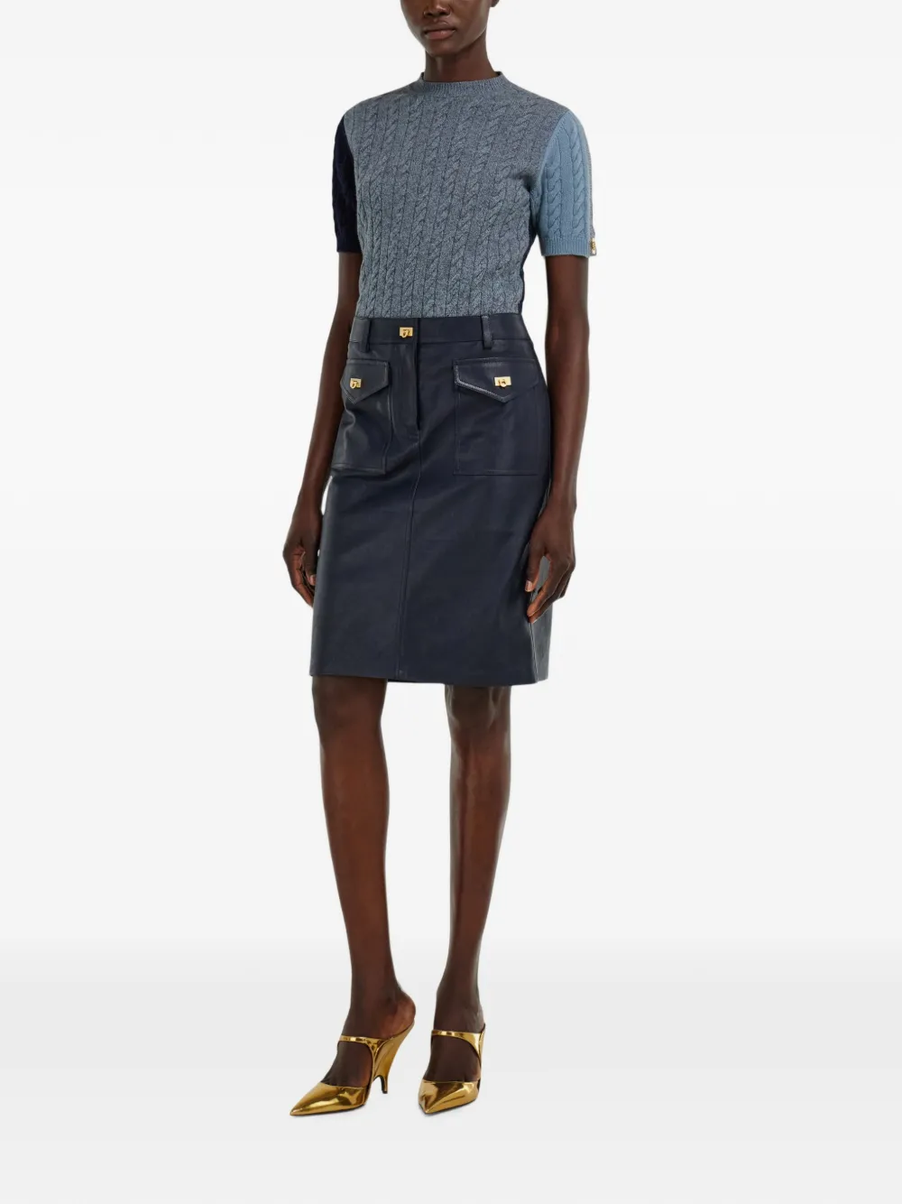 Ferragamo Hug midi-rok met gespdetail Blauw