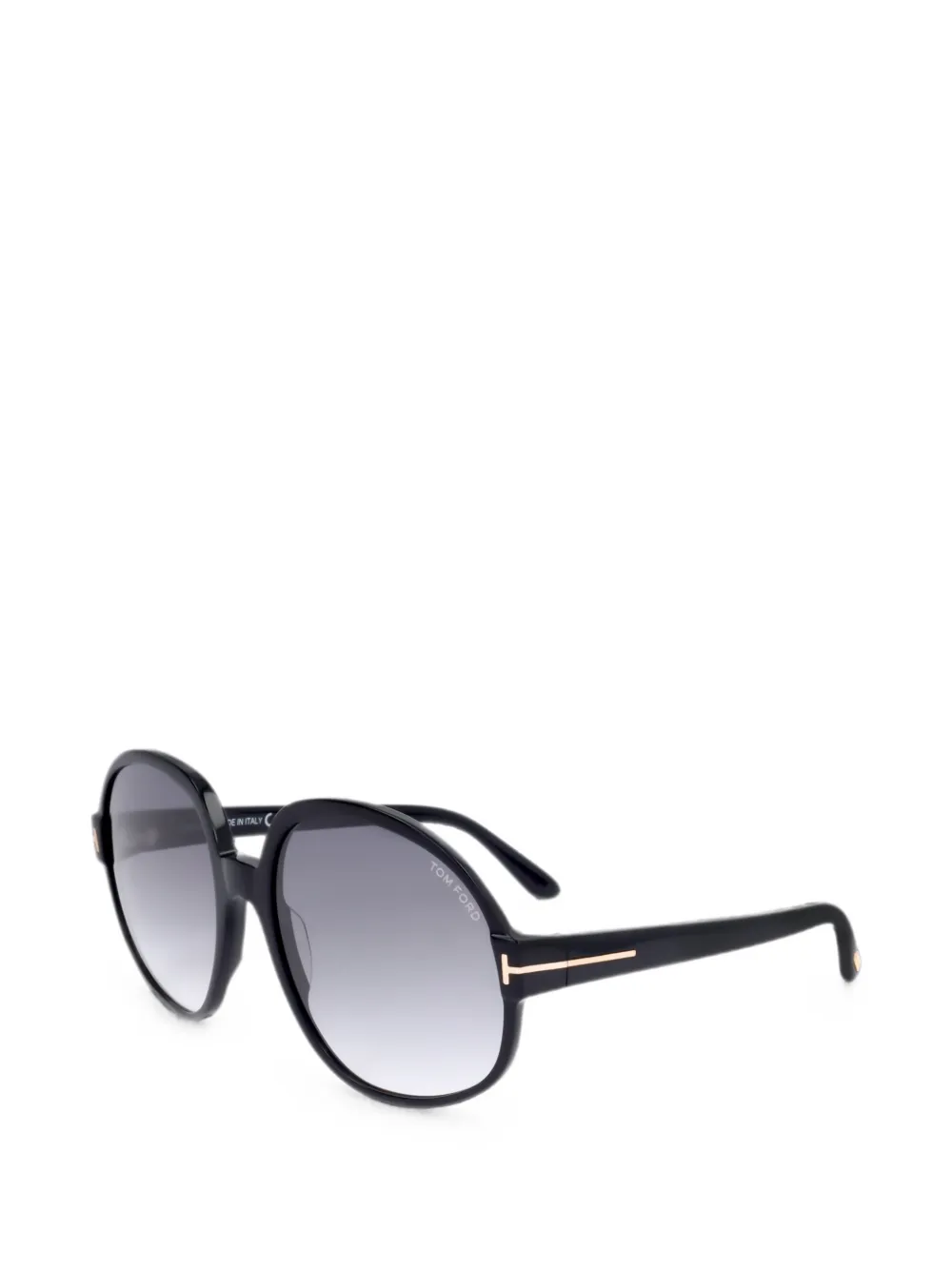 TOM FORD Eyewear Bril met rond montuur en T-logo Zwart