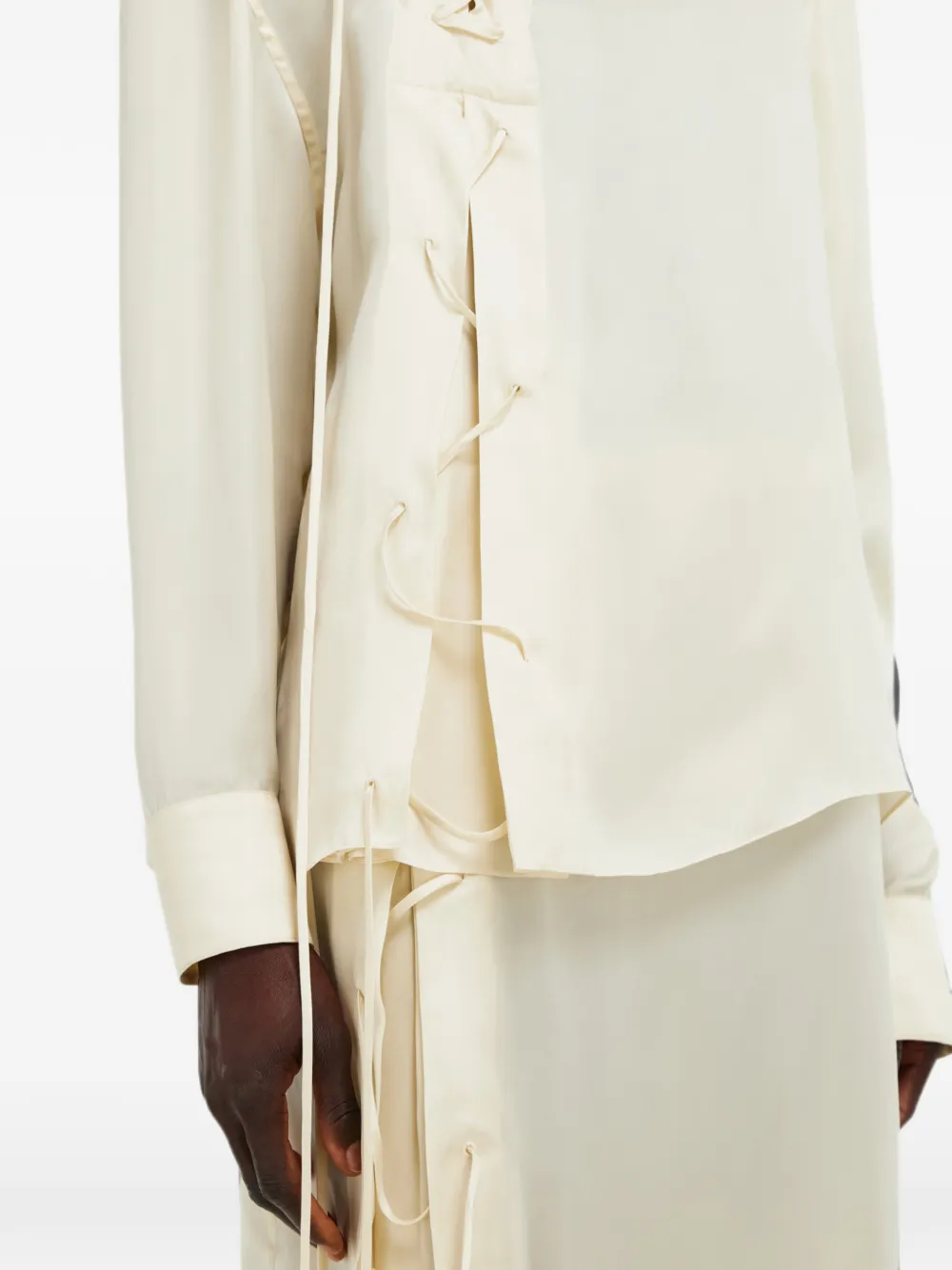 Ferragamo string tie detail blouse Beige