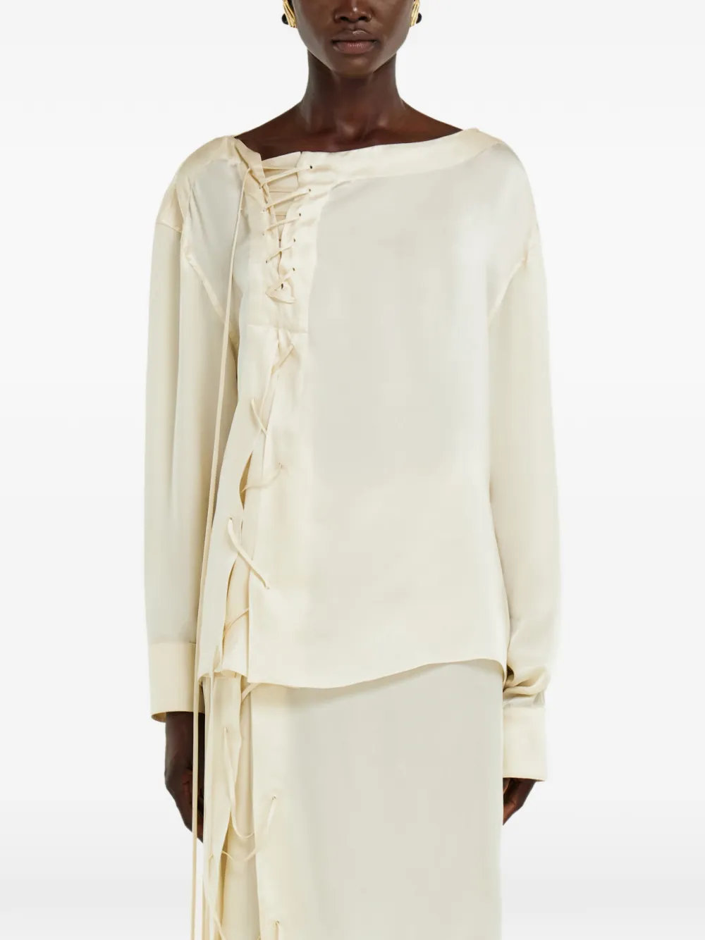 Ferragamo string tie detail blouse - Toni neutri