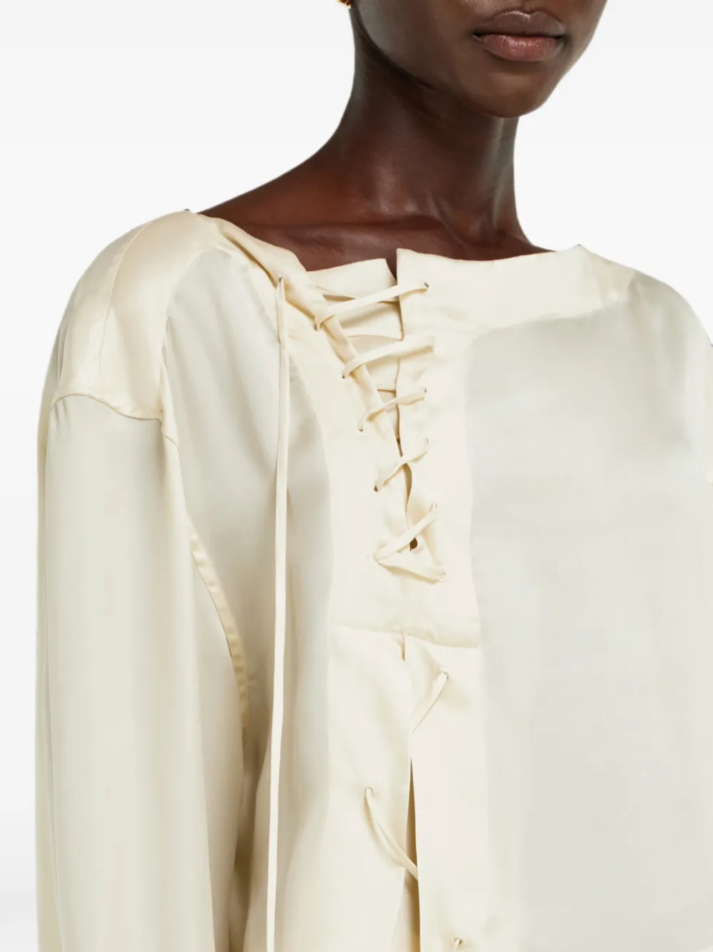 Ferragamo string tie detail blouse Beige