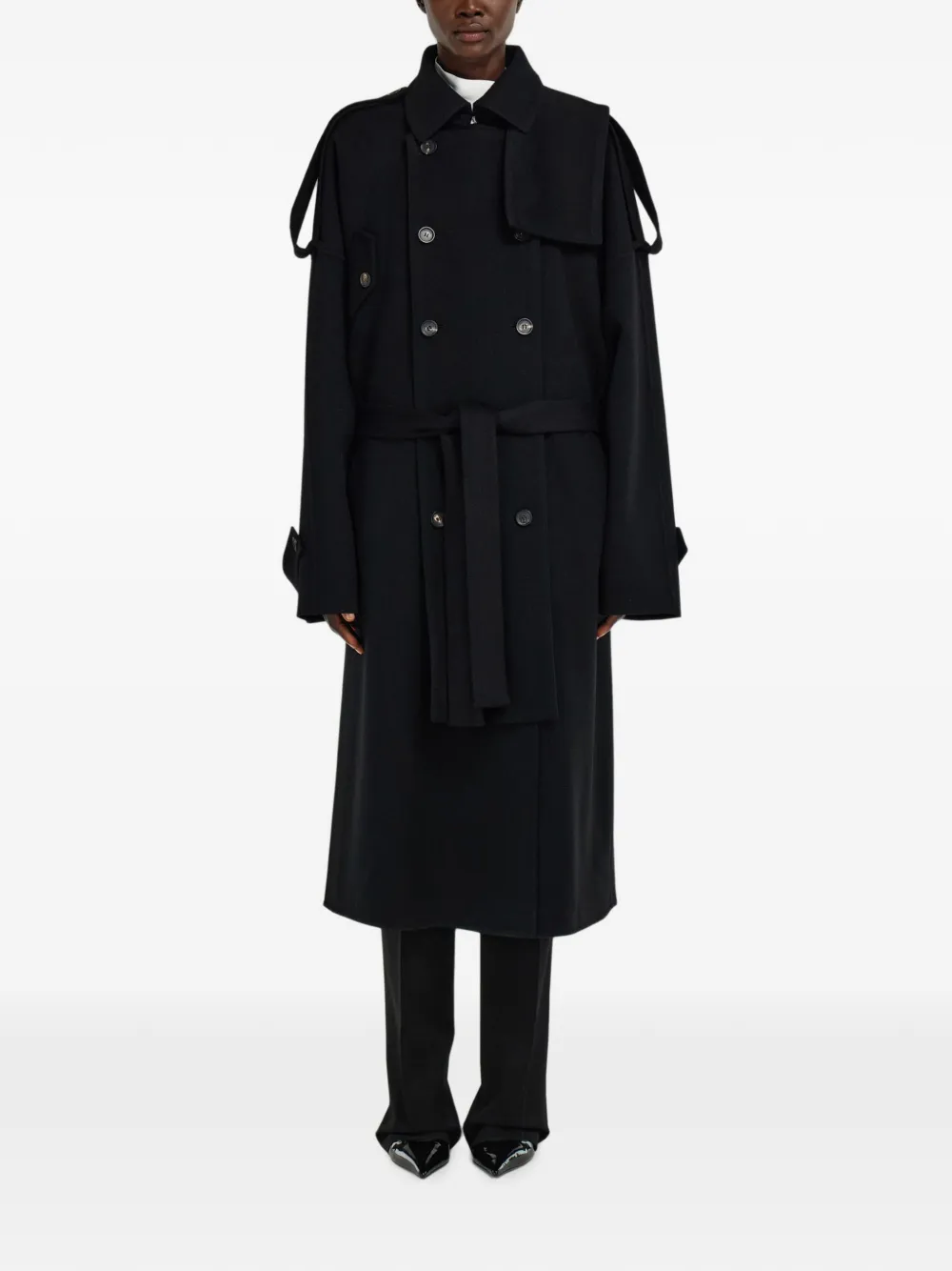 Ferragamo Oversized jas met dubbele rij knopen Zwart