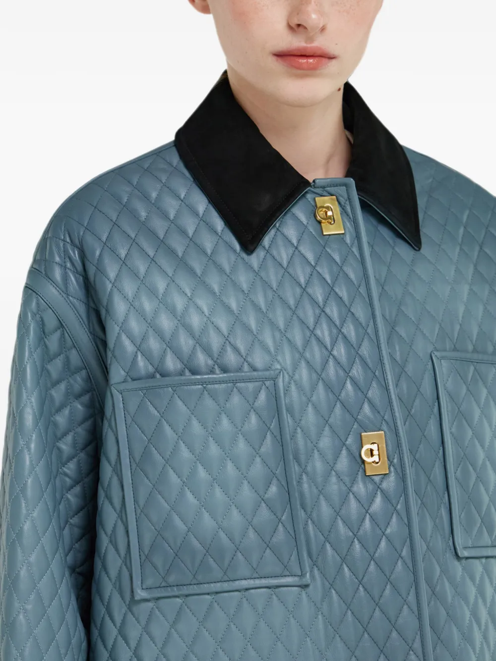 Ferragamo Gewatteerd nappa jack Blauw