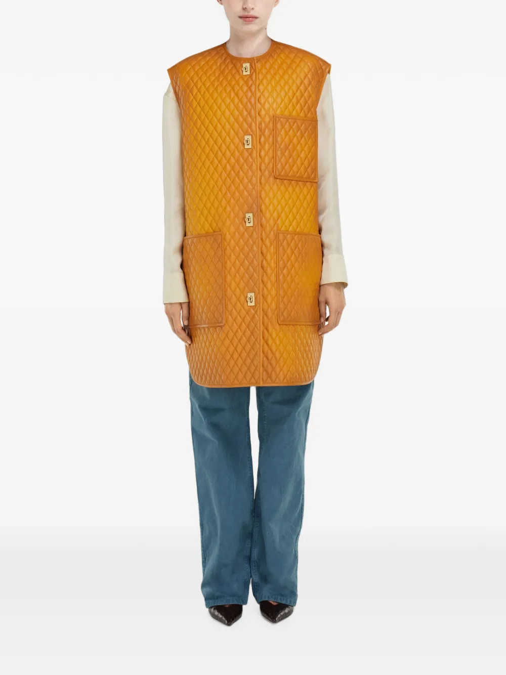 Ferragamo Gewatteerd nappa gilet Oranje