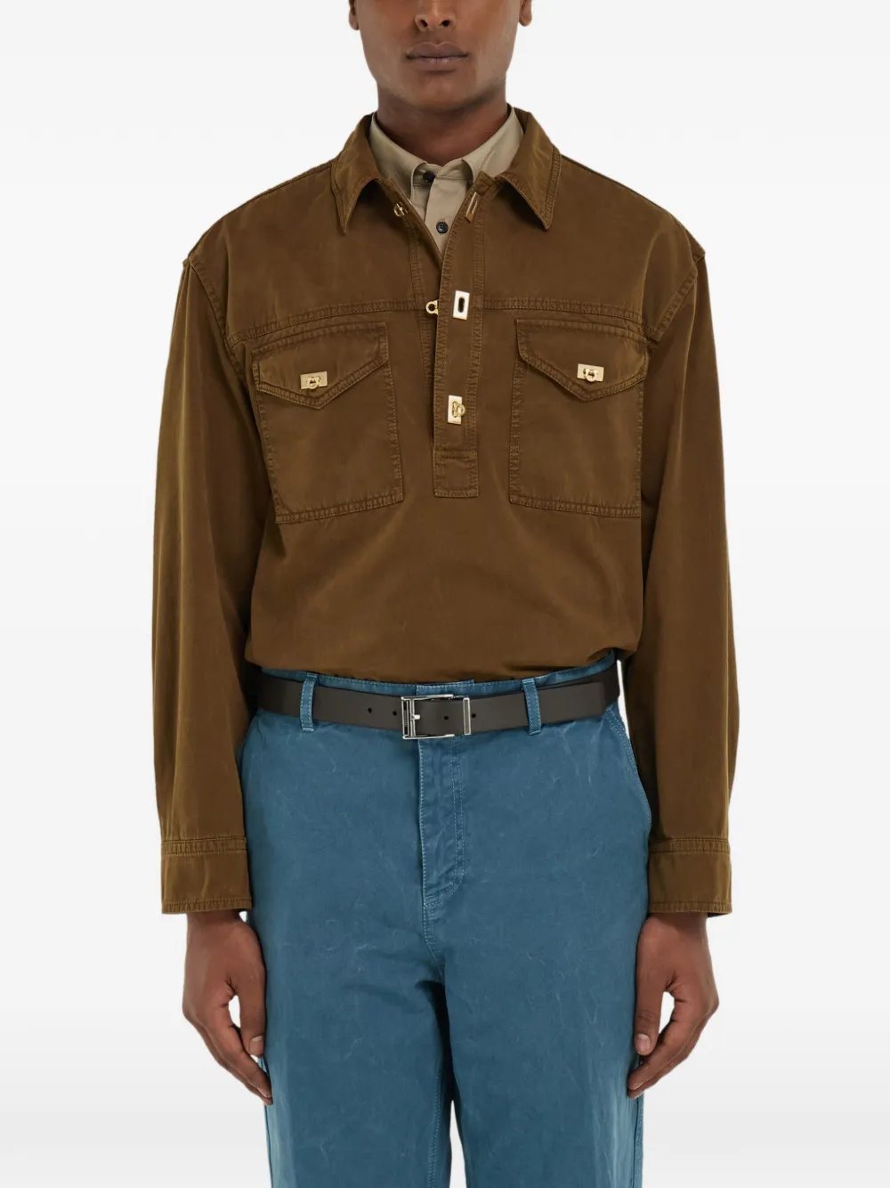 Ferragamo Workwear overhemd Bruin
