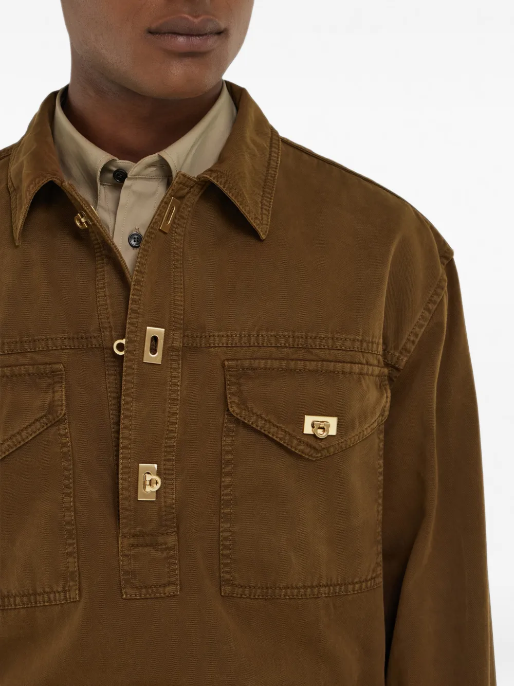 Ferragamo Workwear overhemd Bruin