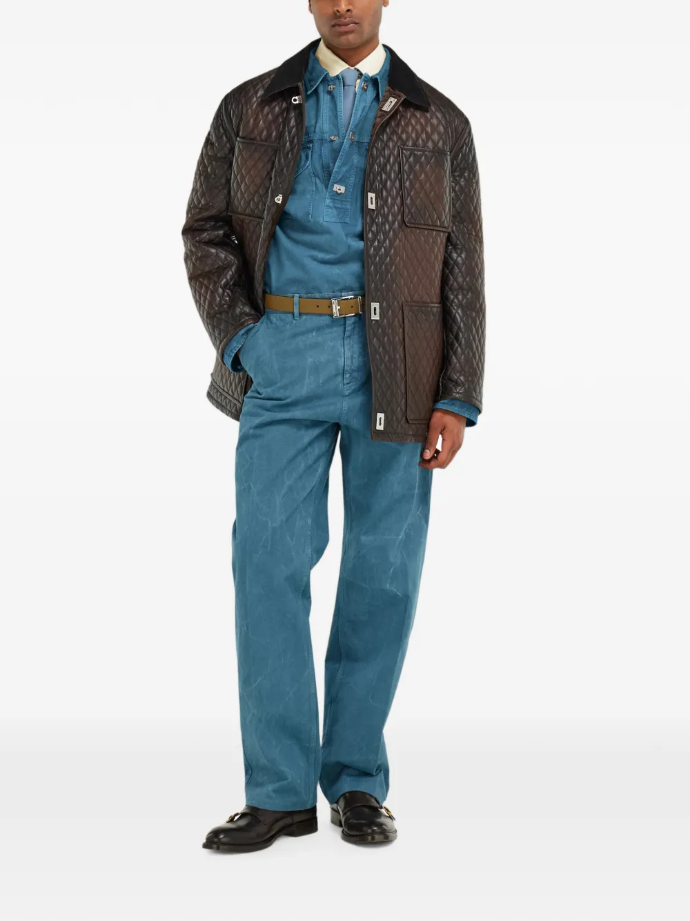 Ferragamo Gewatteerde nappa blouse Bruin