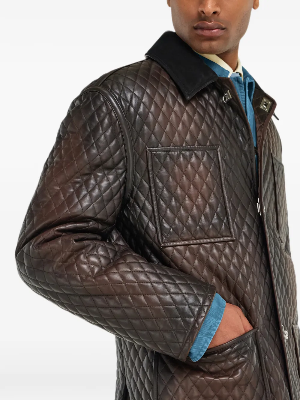 Ferragamo Gewatteerde nappa blouse Bruin