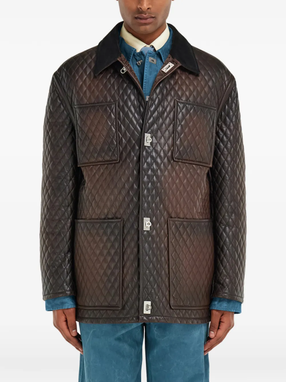 Ferragamo Gewatteerde nappa blouse Bruin