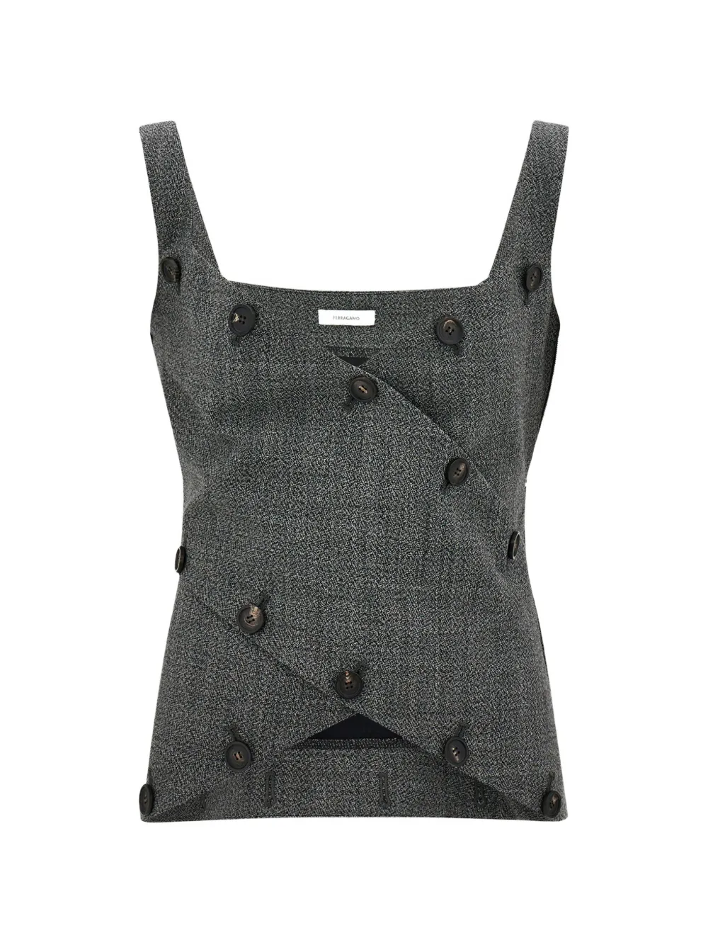 Ferragamo wool vest top with button detail - Grey