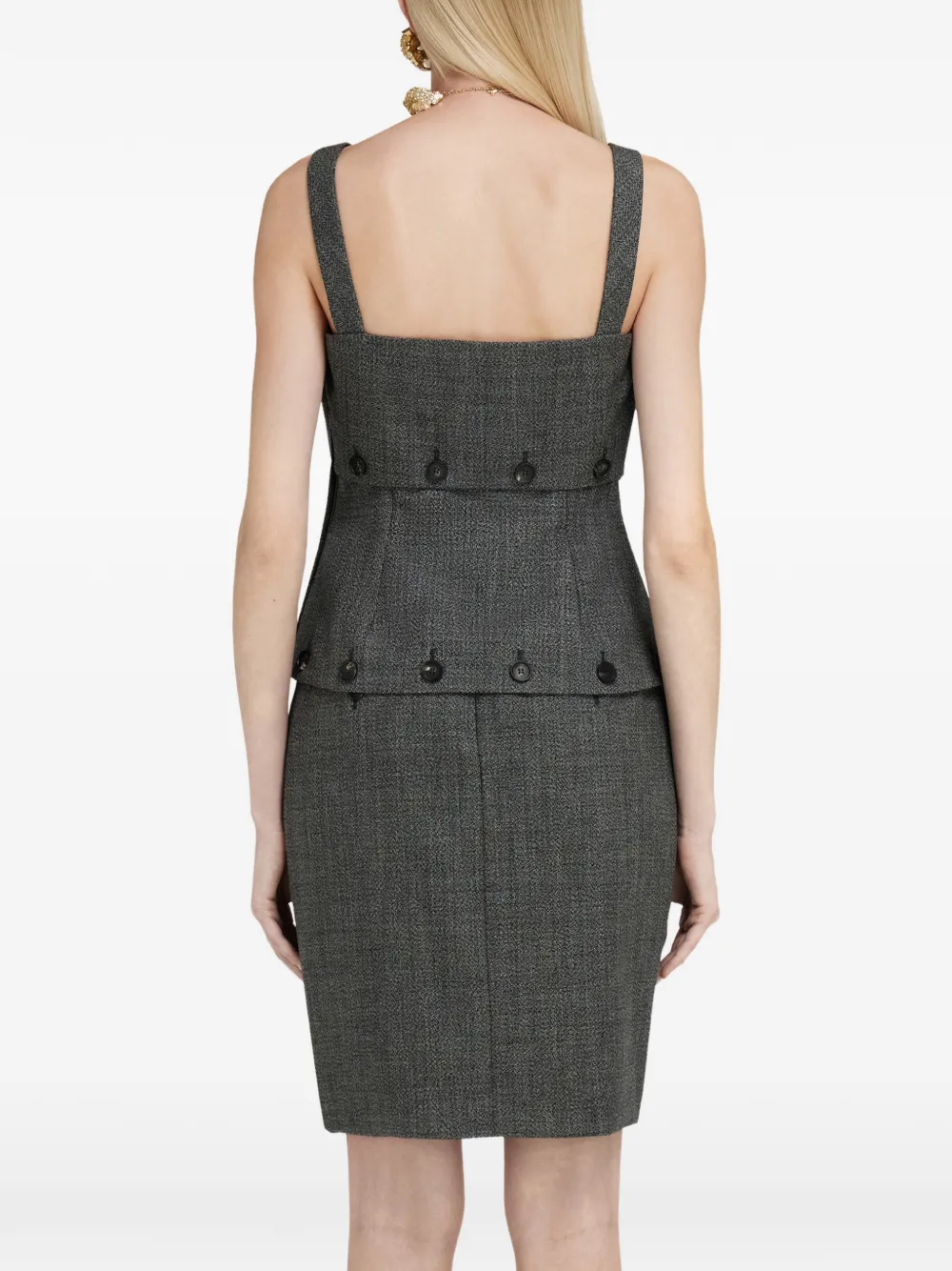 Ferragamo wool vest top with button detail Grijs