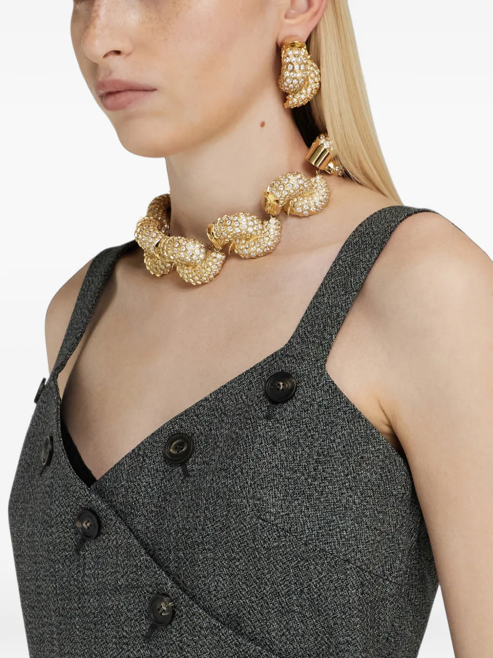 Ferragamo wool vest top with button detail Grijs