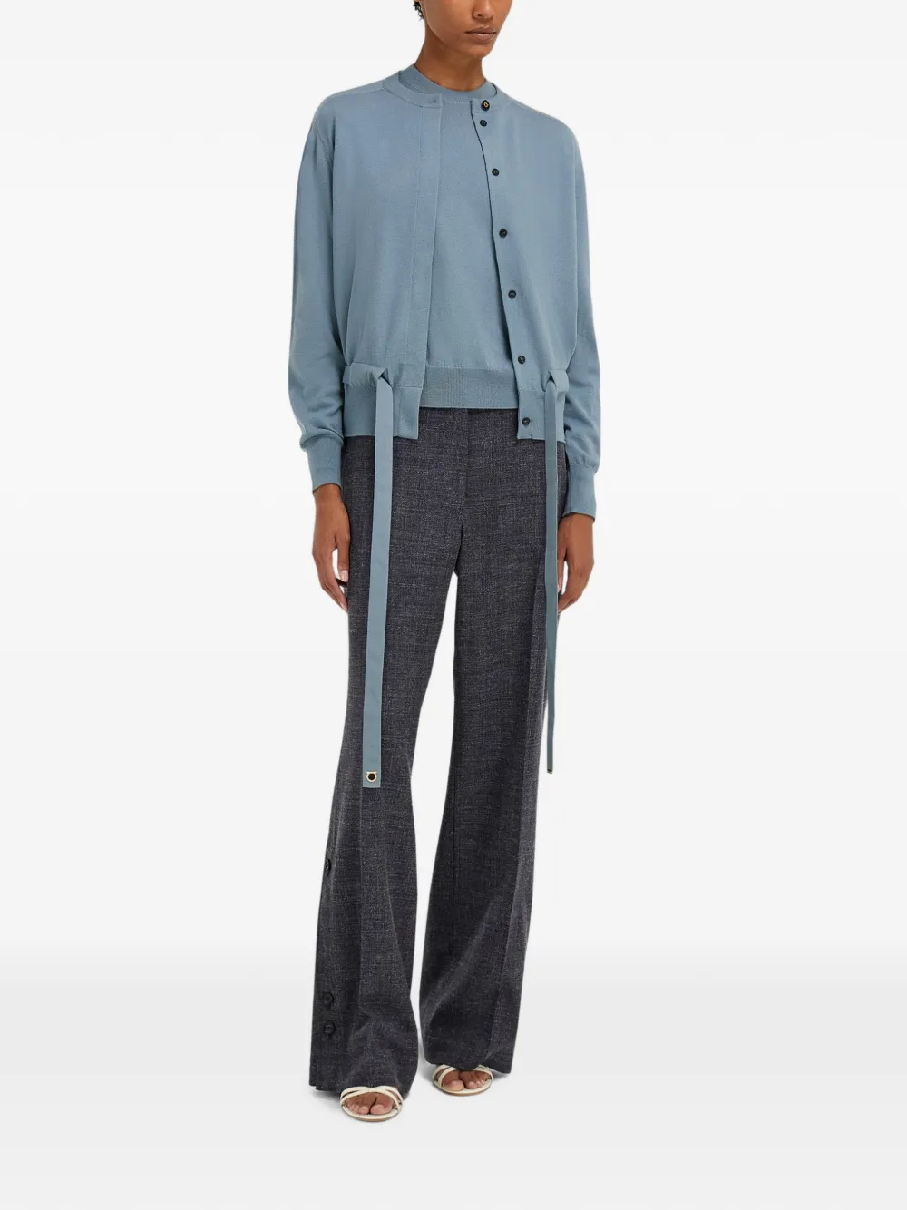 Ferragamo Gebreide top met strikdetail Blauw