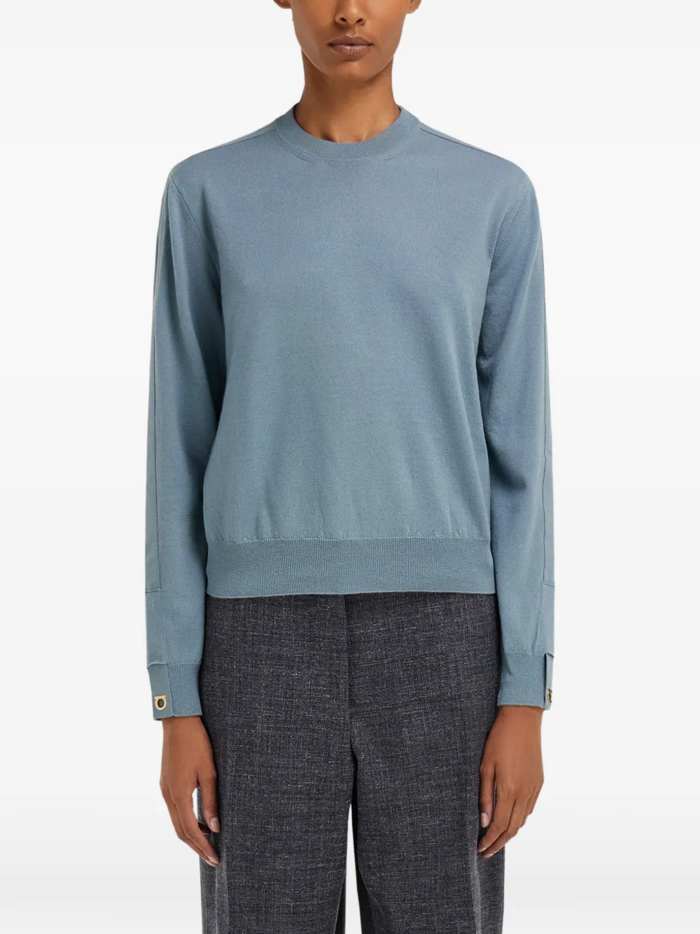 Ferragamo Gebreide top met strikdetail Blauw