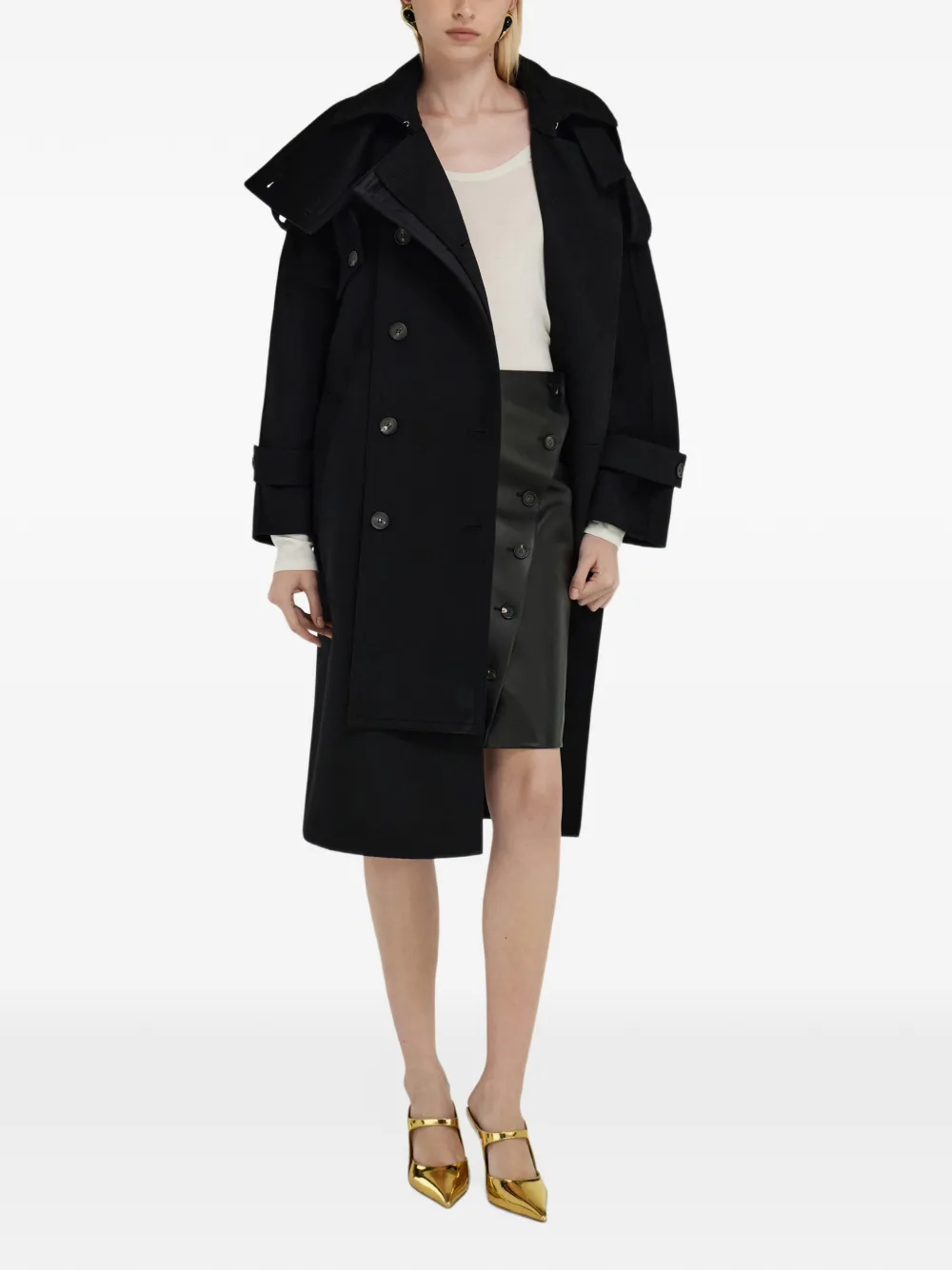 Ferragamo Nappa midi skirt Zwart