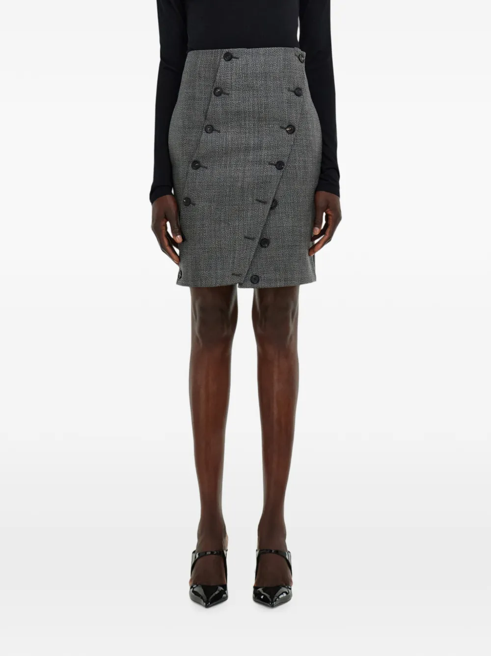 Ferragamo straight-cut skirt with button detail - Grigio