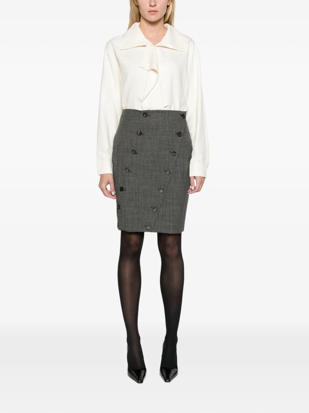 Ferragamo Straight rok met knoopdetail Grijs