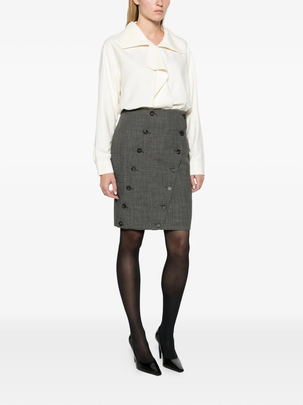 Ferragamo Straight rok met knoopdetail Grijs