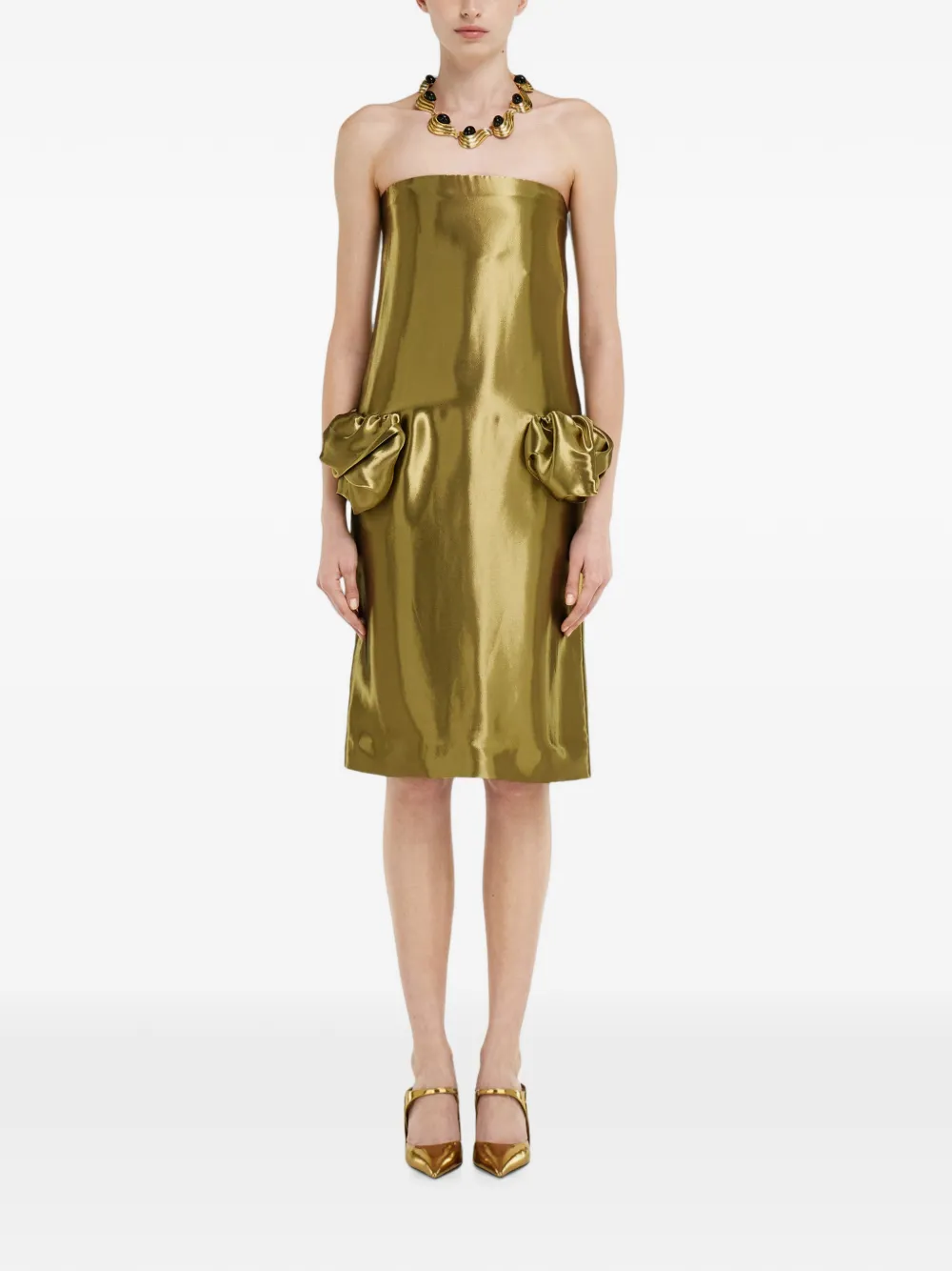 Ferragamo Liquid lamé jurk Goud