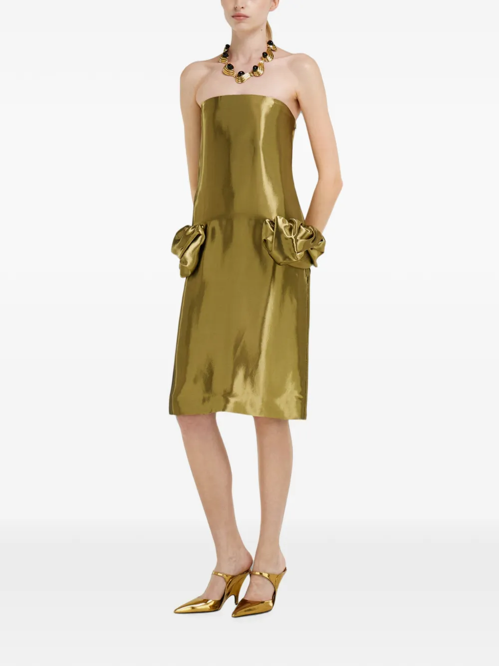 Ferragamo Liquid lamé jurk Goud