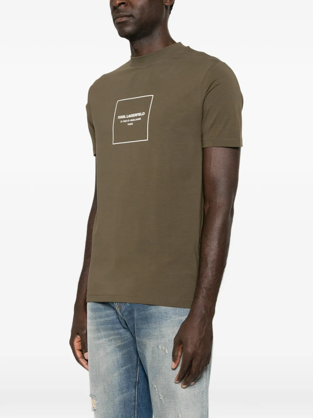 Karl Lagerfeld logo-print crew-neck cotton T-shirt Groen