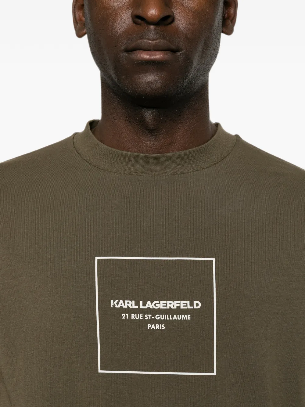 Karl Lagerfeld logo-print crew-neck cotton T-shirt Groen