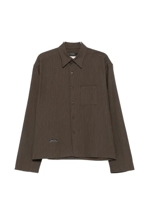 Song For The Mute School pinstripe-pattern logo-patch shirt