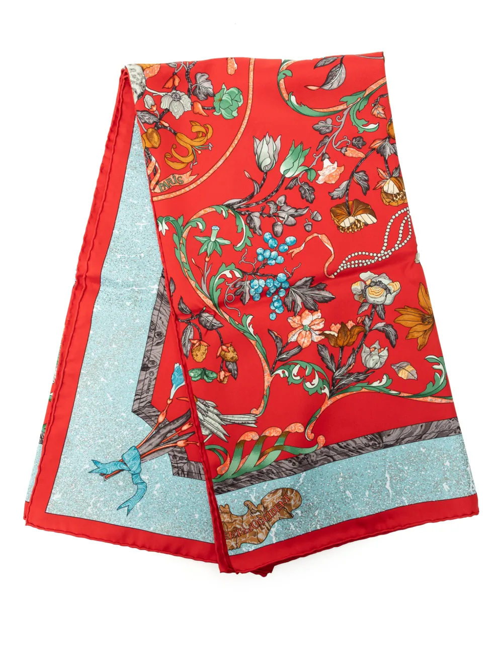 Pre-owned Hermes 2000-2026 Pierres D Orient Et D Occident Silk Scarf Scarves In Red