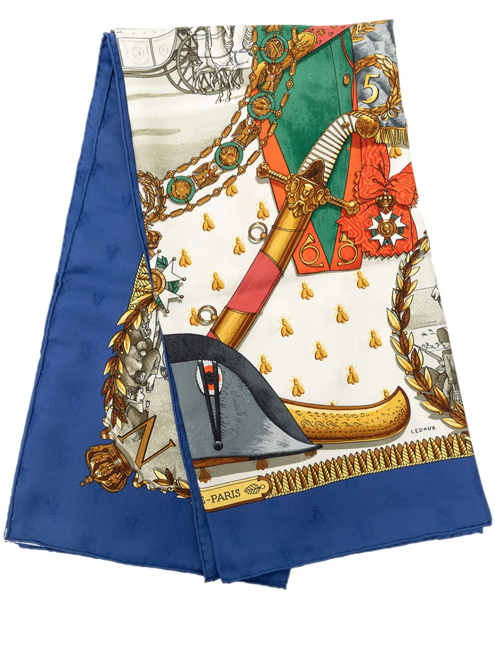 Pre-owned Hermes 20th Century Napoleon Silk Scarf 90 Scarves In Blue
