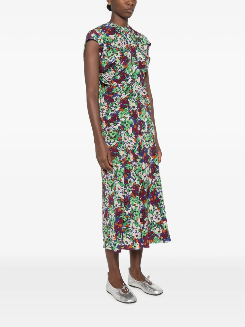 Marni Midi-jurk met bloemenprint Groen