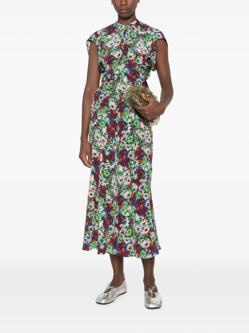 Marni Midi-jurk met bloemenprint Groen