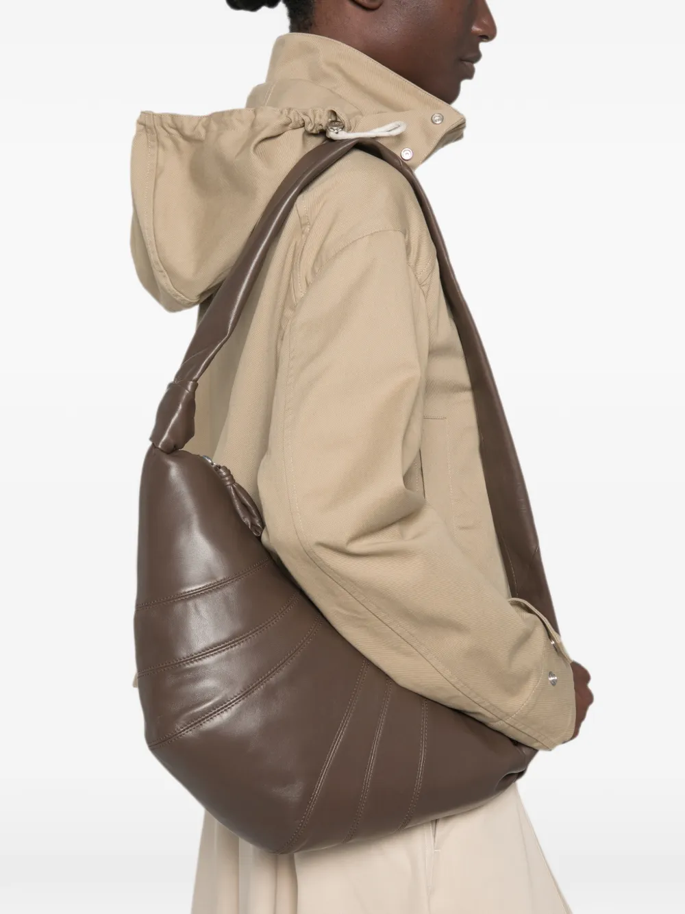 LEMAIRE Medium Croissant leren tas Bruin