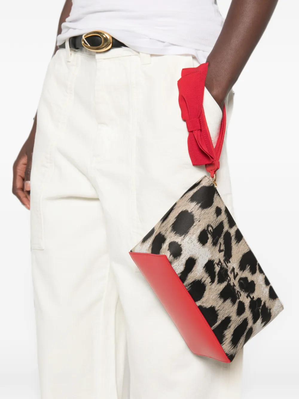 Givenchy Kleine buidel met luipaard-jacquard Beige