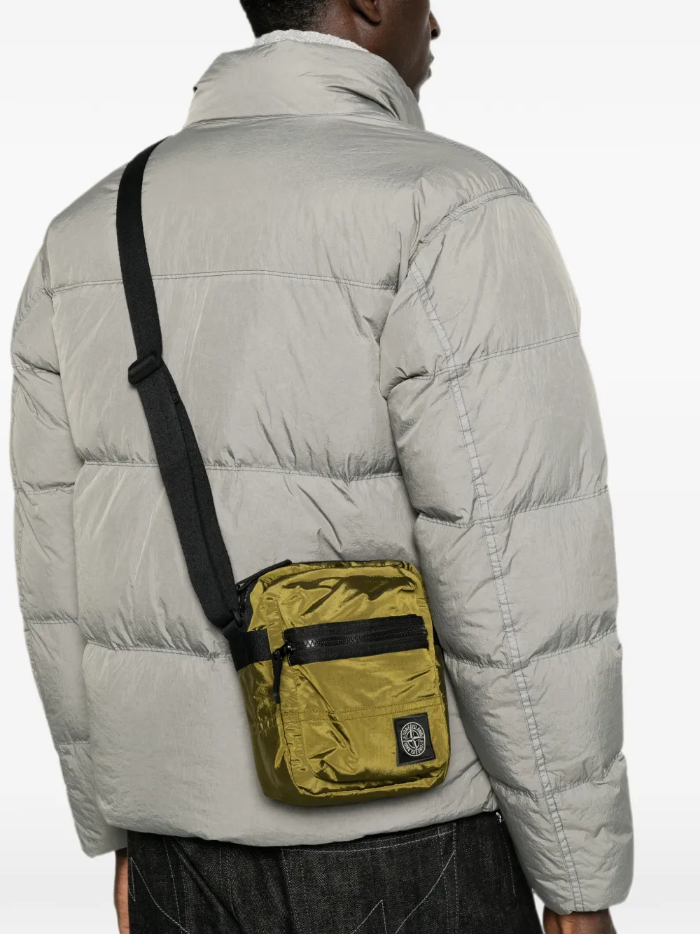 Stone Island Gecoate nylon crossbodytas Groen