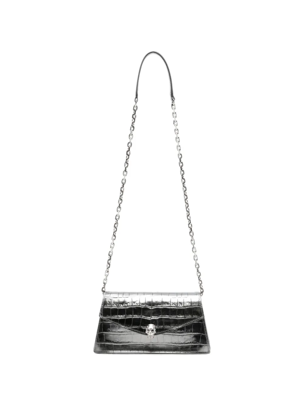 Alexander McQueen mini Skull croc-effect shoulder bag - Grau