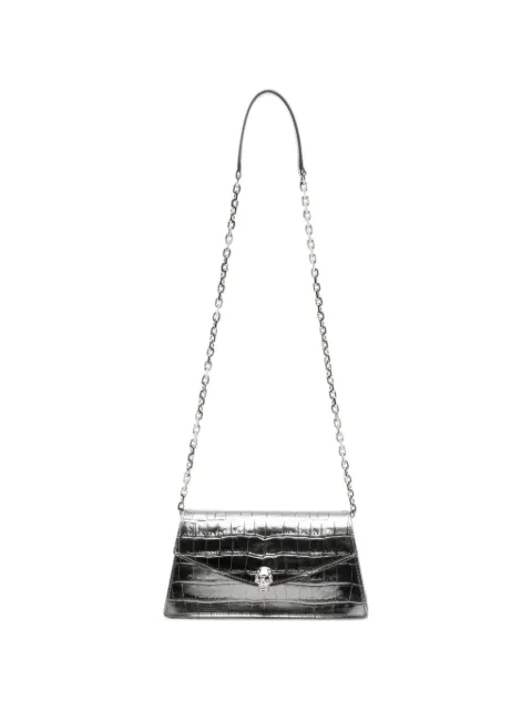 Alexander McQueen Skull mini shoulder bag in dark silver
