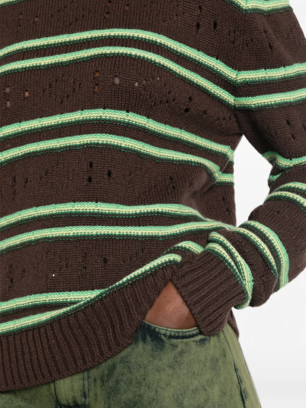 Marni Gestreepte trui met gerafeld effect Bruin
